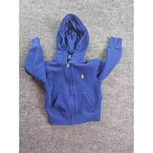Ralph Lauren Polo Full Zip Hoodie 2T Boys Royal Blue Yellow Horse Logo